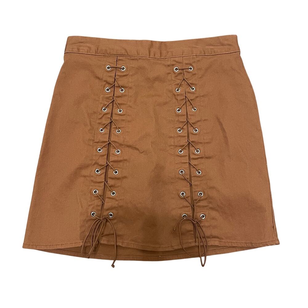 Brown Lace-Up Mini Skirt – Women’s XS/S (Stretch Fit)